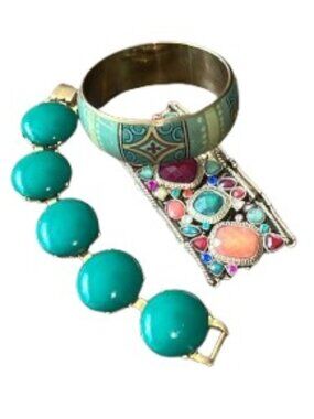 Multiple Jeweltone & Gold Bracelets - Bundle of 3 - EUC